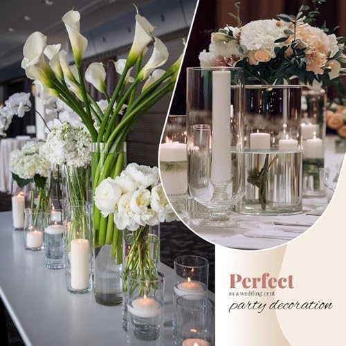 12Pack Glass Cylinder Vases for Centerpieces - 16 Inch Tall Flower Vase for Wedding Decorations, Floating Candle Holder Vase Bulk,Glass Hurricane Candle Holders for Table Shelf, Party, Home Decor - Image 7