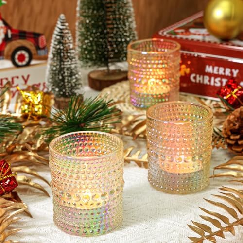 SUPMIND 24pcs Iridescent Glass Votive Candle Holders Bulk for Wedding - Image 6