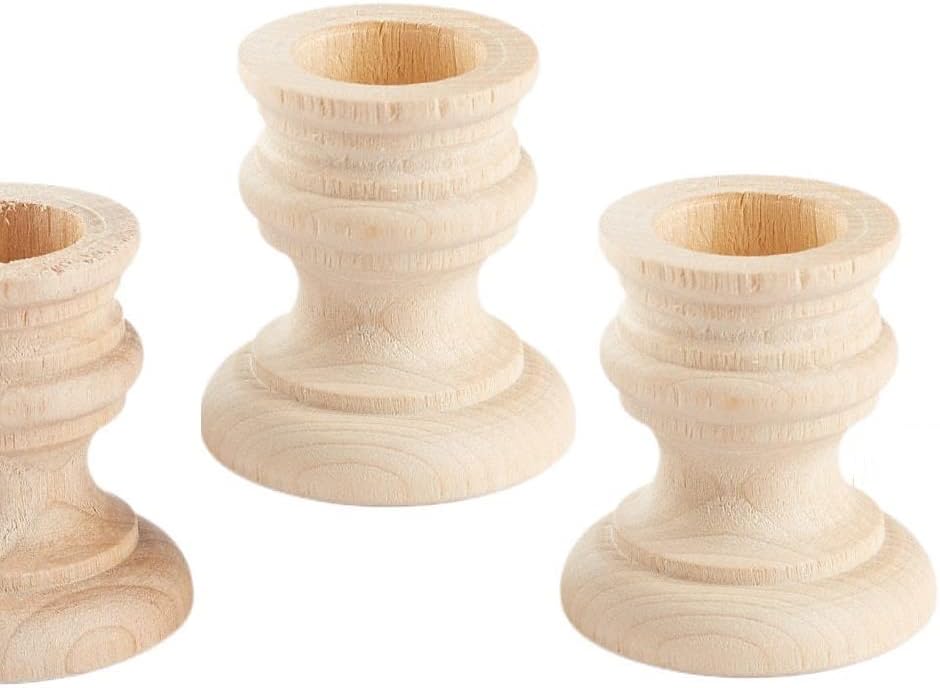Unfinished Natural Wood Candle Sticks Set by Factory Direct Craft - Set of 12 Wooden Candle Holders for DIY Crafts and Decorating Made in USA (Sizes 2" H) - Image 6