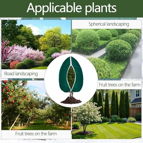 Plant Covers Freeze Protection, 2 Pack Frost Cloth with Zipper Drawstring 47’’×71’’, Reusable Outdoor Protection Jacket for Shrub Tree Potted Plants Winter Cold Weather(Green) - Image 6