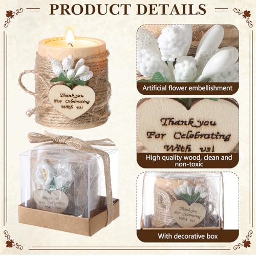 Mtlee 20 Sets Baptism Candle Favors for Guests, White, Thank You - Image 6