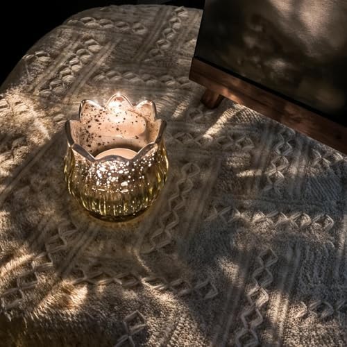 Tulip Votive Candle Holders Set of 12, Tea Light Candle Holder Glass for Table Centerpiece, Tealight Candle Holders for Wedding Déco, Birthday, Anniversary, Parties, and Holiday (Glod) - Image 6
