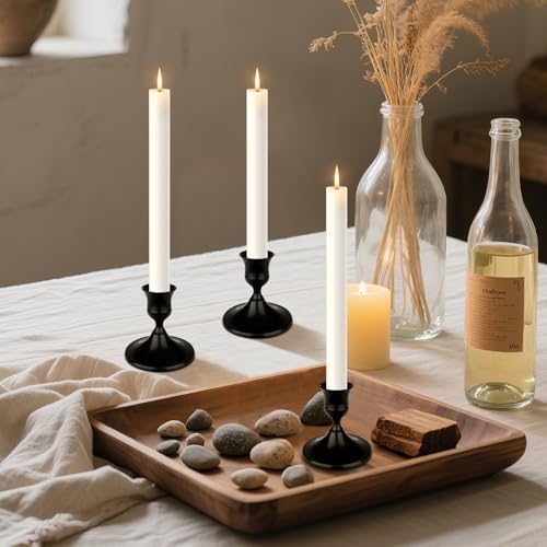 Black Candle Holder Taper Candle Holders, Set of 24 Candlestick Holders Decor for Home Decor, Metal Taper Candleholder for Fall Thanksgiving Halloween Christmas Table Fireplace Decor - Image 7