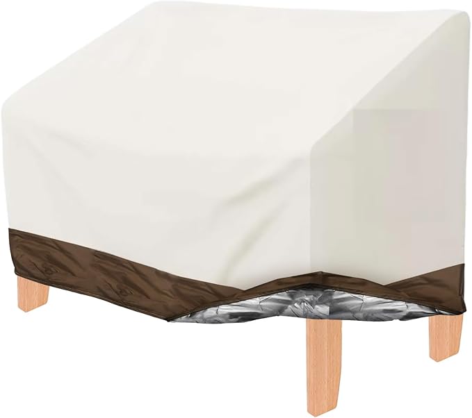 Hoypeyfiy Patio Bench Cover, Outdoor Garden Bench Cover for 2-Seater Bench, White Oxford Fabric Furniture Bench Cover with Drawstring for Patio, Porch, Yard and Garden