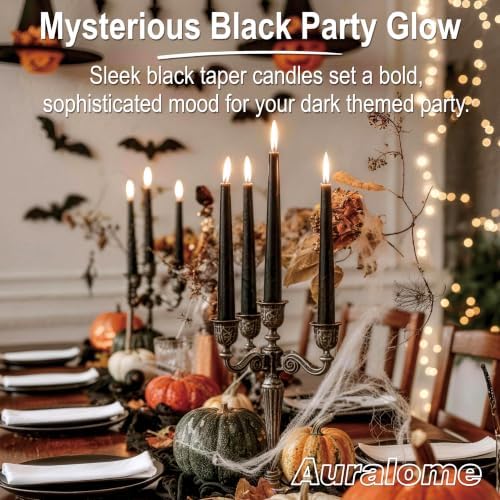 Black Taper Candles - 12 Pack 10 Inch Black Candlesticks Dripless Unscented Wax Long Burning Tall Tapered Candles Smokeless for Halloween Gothic Decor Spells Rituals Home Party - Image 7