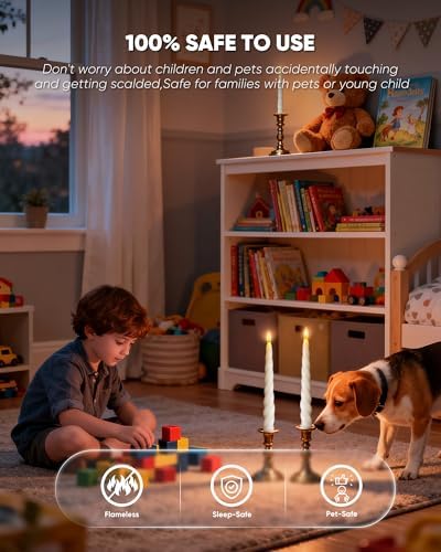 Flickering Flameless Taper Candles with Timer, Real Wax White Twisted Taper Candles Battery Operated, 9.6 Inch Led Candlesticks with Remote Control for Christmas, Wedding, Home Decor - Image 7