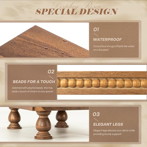 EOSAHR Acacia Wood Riser: Pedestal Stand for Bathroom Decor, Brown - Image 7