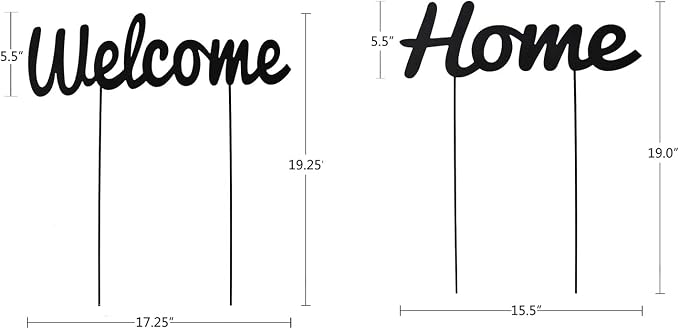 Metal Letter Welcome Yard Sign with Stake Outdoor Decorations Garden Lawn Front Porch Outside Letter Yard Sign Garden Stake Decor (Welcome Home)
