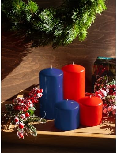 Candwax 3x6 Pillar Candles Set of 3 - Navy Blue Candles Pillar - 80-Hour Burn Time Self-Extinguishing Long Lasting Candles for Home Decor - Cone-Top Dark Blue Pillar Candles - Image 6