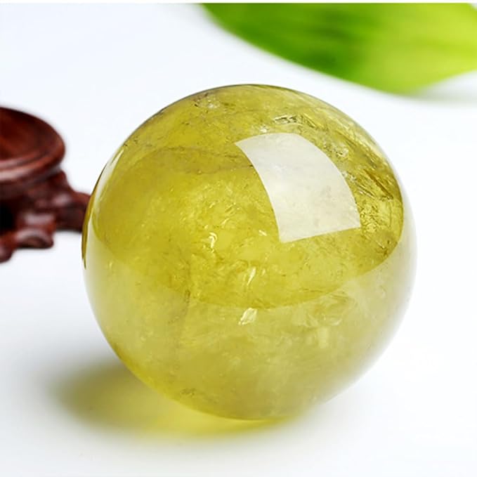 2.4-2.8 inch Natural Citrine Crystal Ball with Stand, Hand Polished Yellow Quartz Sphere, Reiki Healing Crystal Sphere, Energy Balancing Stone Crafts, Feng Shui Home Desktop Ornament