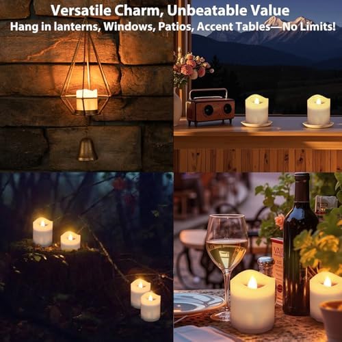Solar Candles Outdoor Waterproof, 4pcs Rechargeable Dusk to Dawn Little Votive Candles, Flameless Flickering Solar Tea Lights for Patio Yard Deck Pathway Window Outdoor Lantern Decor (Warm White) - Image 7