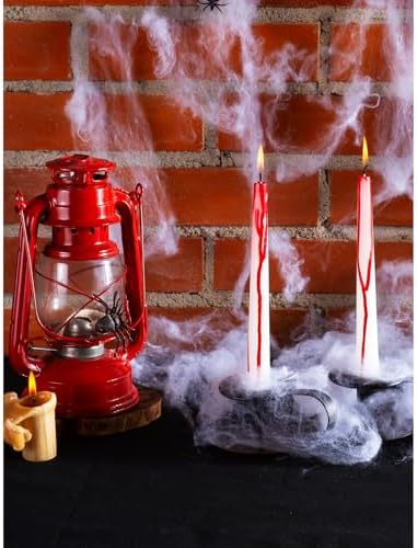 CANDWAX 8 inch Taper Candles Set of 12 - Dripless Candlesticks Burning for 6 Hours - Bloody Tapered Candles Ideal as Halloween or Other Themed Decor - Blood White Candle - Image 6