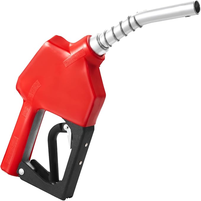 VEVOR 3/4" NPT Automatic Fuel Nozzle with 20Ft hose, Max Rate 11.8 GPM, Auto Shut Off Diesel Gas Pump Nozzle with 3-Speed Trigger Lock & 13/16" (OD=20 mm) Spout for Gasoline, Diesel, Kerosene, Red