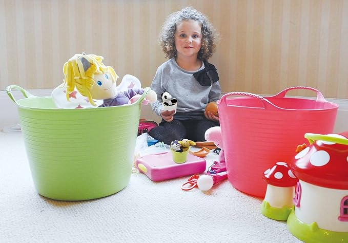 Red Gorilla Small Flexible Plastic Tub, Toy Storage, Laundry, Gardening & More, 14 Liter/3.7 Gallons, Pistachio
