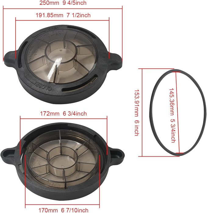 72729 72730 Pool Pump Basket Cover Compatible with Splapool Pureline Deluxe Above-Ground & In-Ground 0.75 HP 1HP 1.5 HP Swimming Pool Pump Strainer Lid Replaces 72728 647252772 47252772