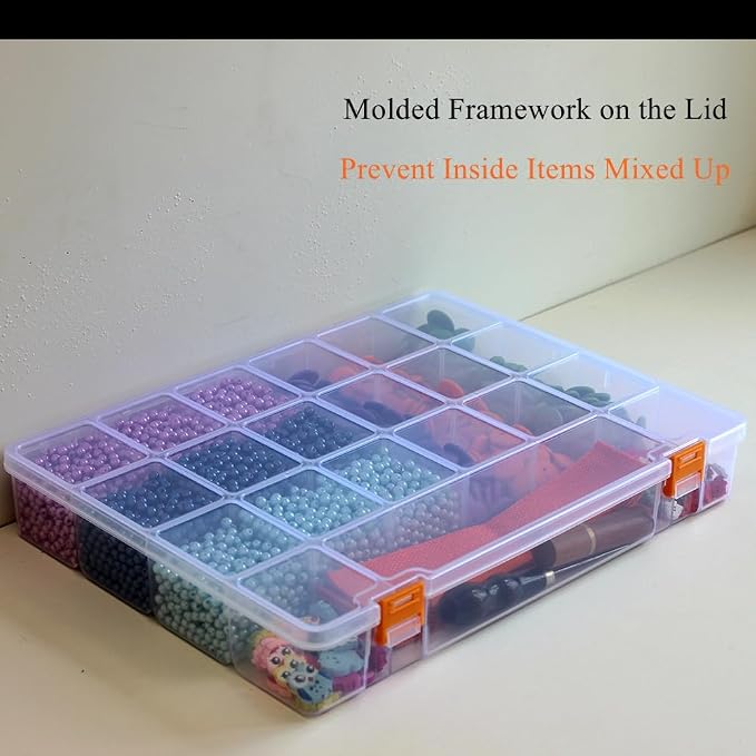3 Pack Mixed Size Clear Plastic Storage Box Organizer Case with Fixed Compartment for Small Parts, Jewelry, Diamond, Craft Supplies, Sewing Kit, DIY Accessories