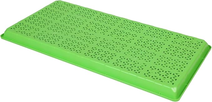 SUNPACK 10" x 20" Heavy Duty Mesh Plastic Seed Starting Tray, Green, 1" - Ensures Water Drainage and Aeration, Perfect for Greenhouses or Indoor Gardening