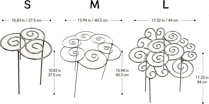 Metal Plant Support Ring for Garden, Peony Cages and Supports, Decorative Metal Plant Support Ring, Heavy-Duty Flower Support Frame, Outdoor Orchid Clip (M*2)