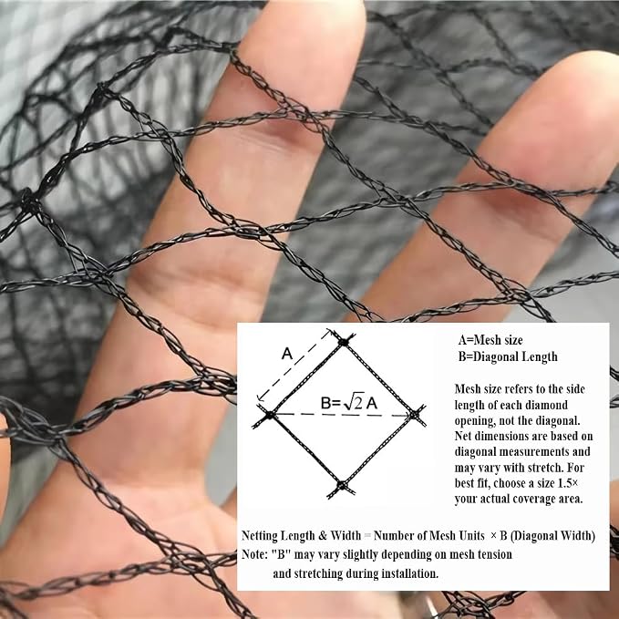 Bird Netting for Chicken Coop 50x100 FT, 1 in Mesh Chicken Run Netting Roof Cover Against Hawks, Eagles, Owls, Strong Woven Bird Netting for Garden, Fruit Tree, Plant, Vegetable Protection