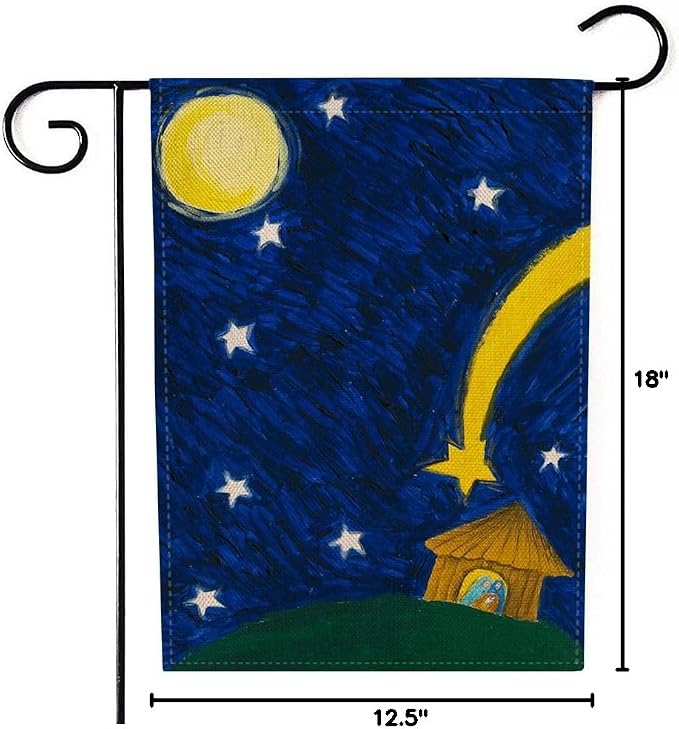EMMTEEY Christmas Garden Flags for Outside Oil Painting Holy Night Christmas Burlap Garden Flags 12.5X18 Small Christmas Flag Double Sided Winter Garden Flag House Flags for Christmas Decoration