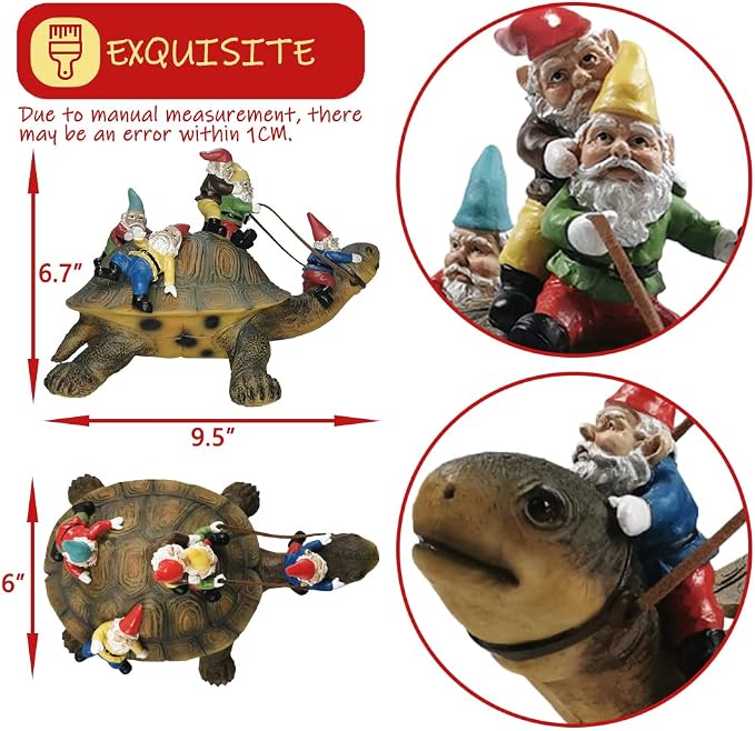 Sunthus Garden Gnomes Decorations for Yard Statues Turtle Outdoor Decor | Funny Resin Art Figurine For Gnome Lovers
