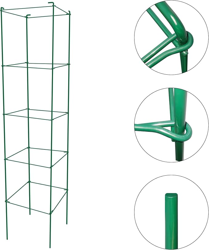 Thealyn Tomato Cages 6 Packs 46 Inches (H) Plant Stand with 164 Feet Twist Ties, Heavy Duty Garden Plants Support for Tomatoes, Cucumber, and Other Climbing Plants (Green)