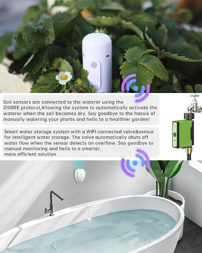 GIEX ZIGBEE Sprinkler Timer GX-02,Built-in Flow Meter, Smart Irrigation Garden Hose Watering Controller Work with TUYA APP and Smart Life APP (ZIGBEE Sprinkler Timer)