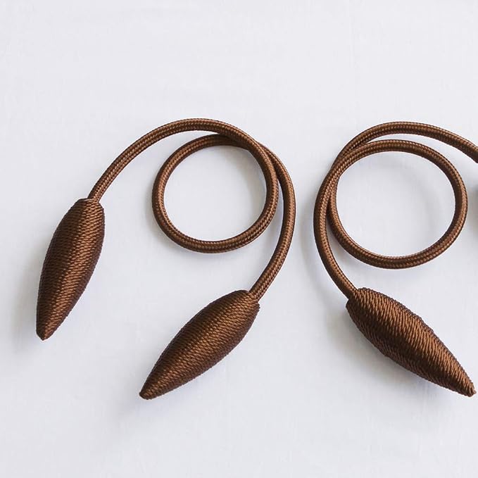 Valea Home 4 Pieces Curtain Tiebacks Clips Creative Window Drape Twist Tie Backs European Style Custom Made Curtain Holders Decorative Draperies Holdbacks, Coffee