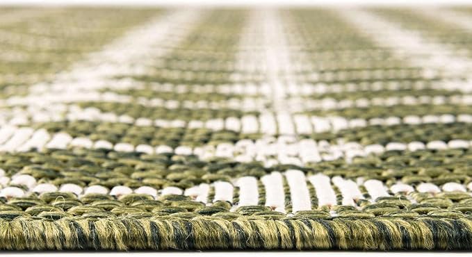 Unique Loom Outdoor Trellis Collection Area Rug - Traliccio (3' Round, Green/ Ivory)