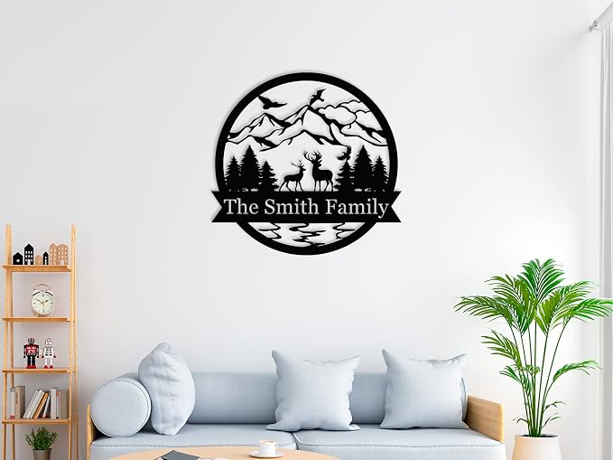 The Great Outdoors Deer Monogram, Metal Wall Decor, Custom Monogram Sign Customized Outdoor Personalized Metal Signs