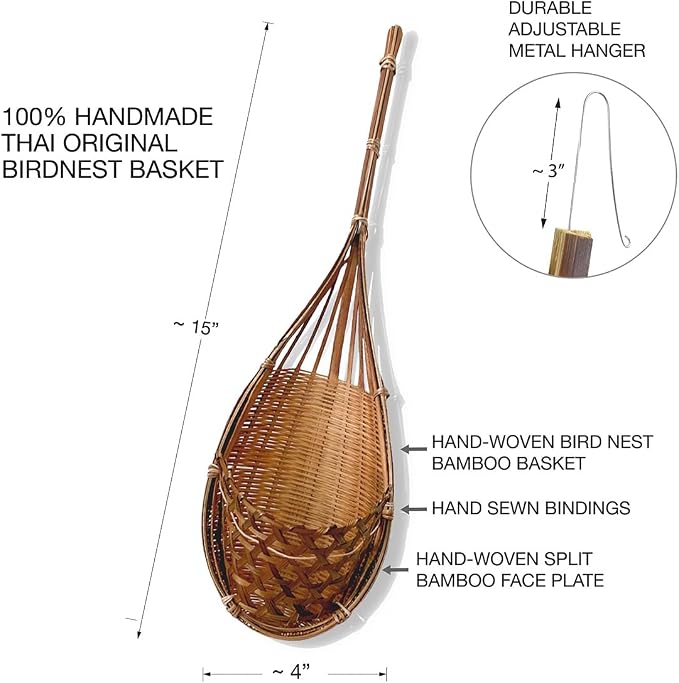 Handmade 100% Thai Bamboo Hanging Orchid Basket ā 4 Inch Set of 6