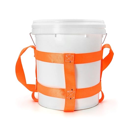 QWORK Durable Bucket Sling with Belly Bands for 5 Gallon Bucket, 200lbs Capacity