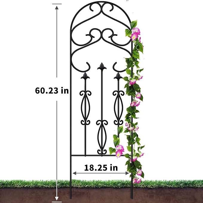 AMAGABELI Garden & Home 4 Pack 60" x 18" Metal Garden Trellis for Climbing Plants Outdoor Climbing Rose Trellis Rustproof Plant Vines Flower Vegetable Decorative Trellis for Potted Plants Black