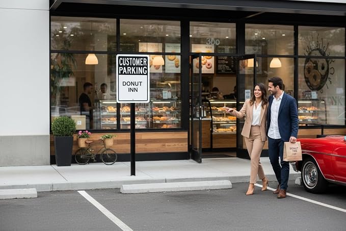 Custom Customer Parking Signs Outdoor Metal Vertical for Office Business, Personalized with Business Name or Text Holes for Mounting Post. UV Printed Solid Aluminum (Customer Parking, 10" x 14")
