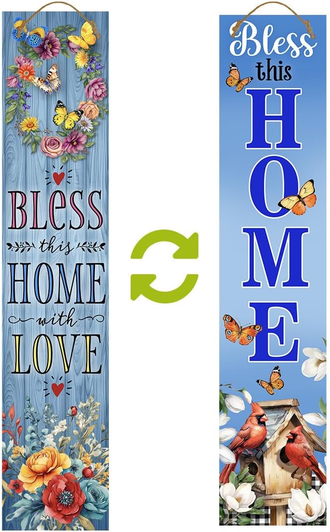 Briarwood Lane Spring Double Sided Reversible Pine Porch Leaner 47x9.5 Bless This Home For Spring Porch Leaner
