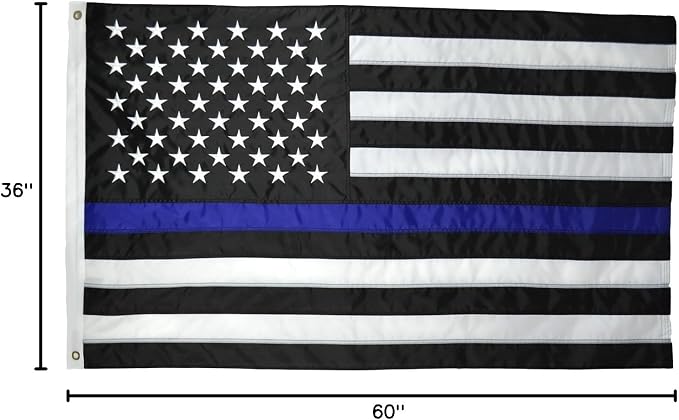Shop72 3x5 American Flag with Thin Blue Line Dedicated to Police, Allegiance to USA, American Flags for Outside, Our Allegiance To Freedom, Heavy Duty Banner, Bandera De Estados Unidos