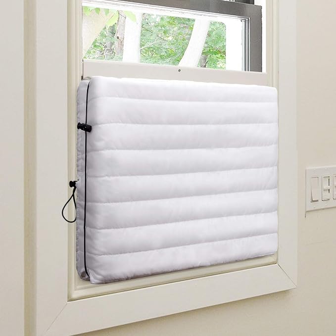 FORSPARK Indoor Air Conditioner AC Covers for Inside with Free Drawstring, 17L x 13H x 3.5D inches White