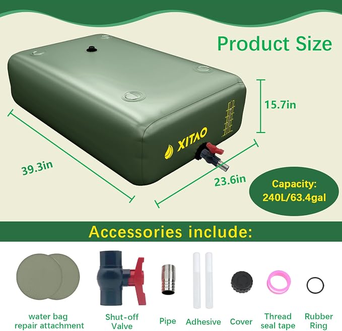 XITAO Water Bladder Storage Containers, Water Tank Foldable Portable Water Storage,Water Storage Bag Containers for RV, Camping, Garden, Irrigation, Drought Resistance, Firefighting