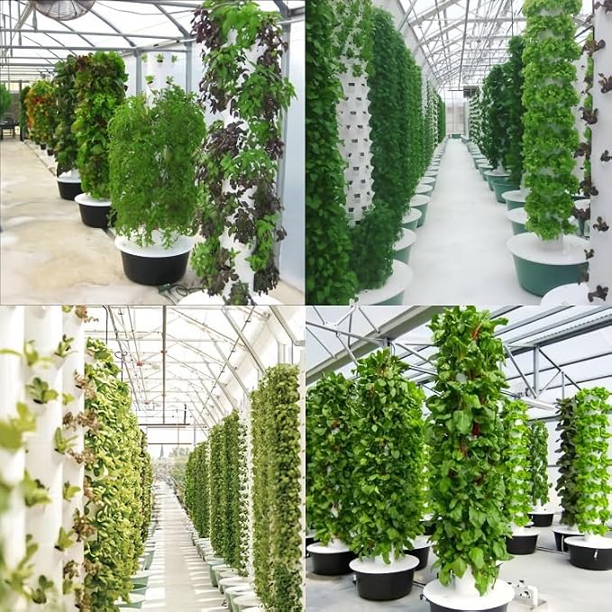 Hydroponic Grow Tower Vertical Aeroponic Tower for Fruits,Flowers,Vegetables 9 Layer 36 Pots Planter with Water Tank and Pump Black
