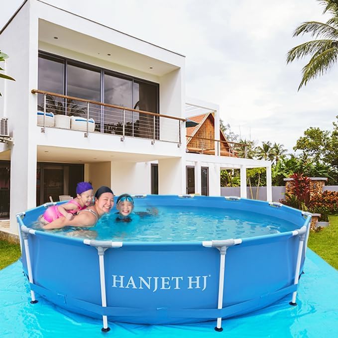 Above Ground Pools Family Swimming Pool for Outdoor Backyard: 8ft x 20in - Odor-Free Eco PE Material, Reinforced Steel Frame