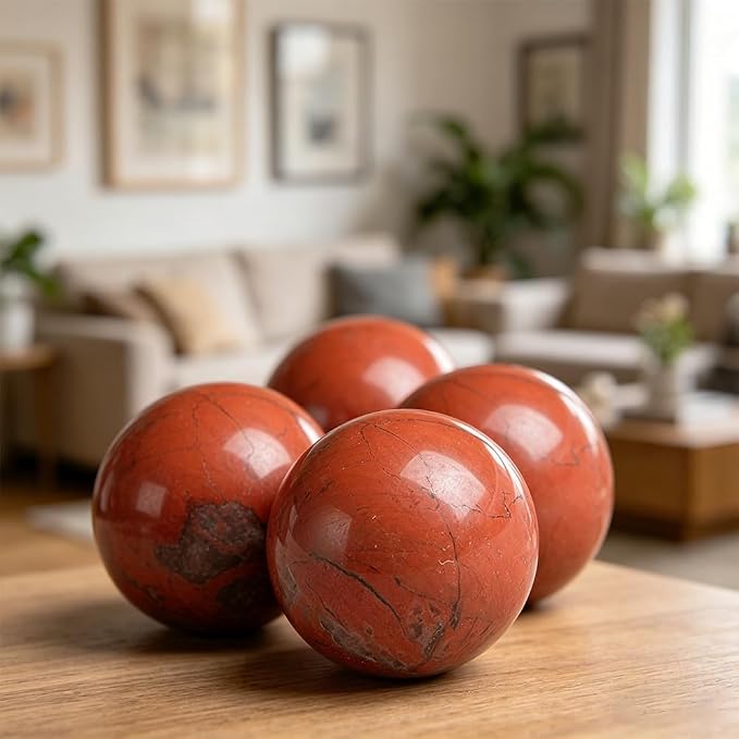 2.4-2.8 inch Natural Red Jasper Crystal Ball with Stand, Hand Polished Quartz Stone Orb, Reiki Healing Mineral Sphere, Energy Balancing Degaussing Stone, Home Office Desktop Ornament