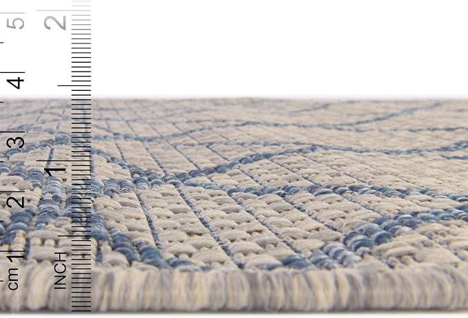 Unique Loom Outdoor Trellis Collection Area Rug - Gitter (2' x 8' Runner, Gray Blue)