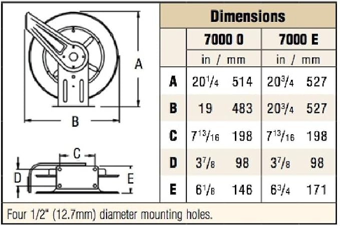 Reelcraft 7850-OLP121-1/2" x 50 ft. 300 psi, Hose Reel w/ 1/2" Hose End