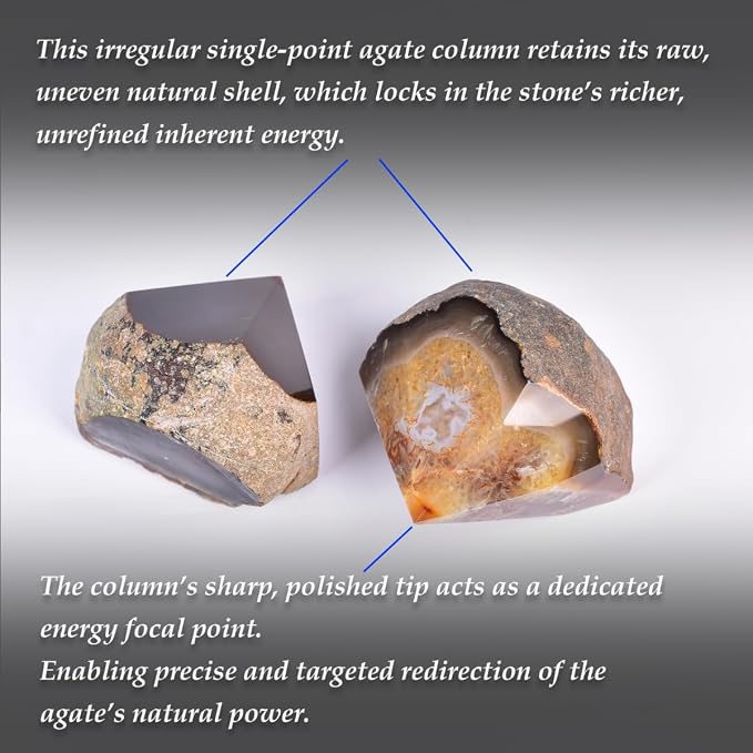 Natural Agate Wand Stabilizer Stone Medium Irregular Pillar 1.1-1.7Lbs for Spiritual Grounding Feng Shui Astrology Altar