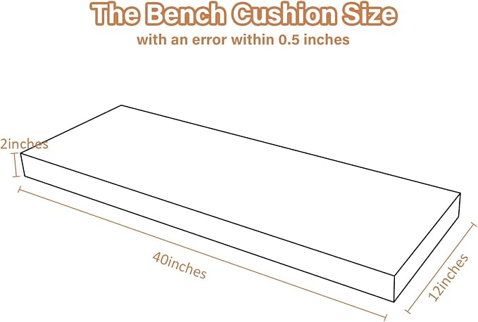 40x12x2 Linen Bench Cushion, Strengthen Breathable Indoor Seat Cushions, High-Density Bench Pad with Anti-Slip Bottom, Indoor Cushion for Bay Window Porch Furniture - Grey