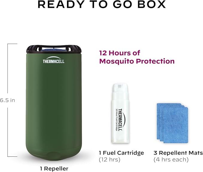 Thermacell Mosquito Repeller Patio Shield; Includes 12-Hour Refill; Highly Effective Mosquito Repellent for Patio; Bug Spray Alternative; Scent Free; No Candles or Flames