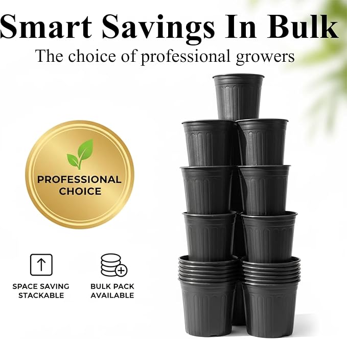 25 Pack 3 Gallon Flexible Plant Nursery Pots Plastic Seedling Starting Pots with Drainage Holes Soft Flower Pots Plant Container with Plant Labels, Black