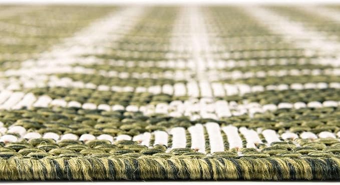 Unique Loom Outdoor Trellis Collection Area Rug - Traliccio (2' x 6' 1" Runner, Green/ Ivory)