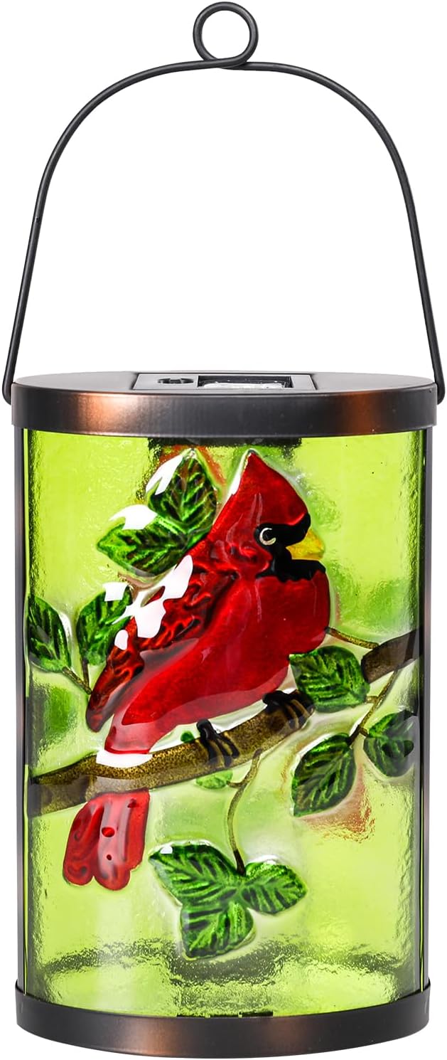 Hanging Solar Lantern Outdoor Decorative Waterproof LED Solar Cardinal Lights Tabletop Lamp for Outdoor Patio Garden