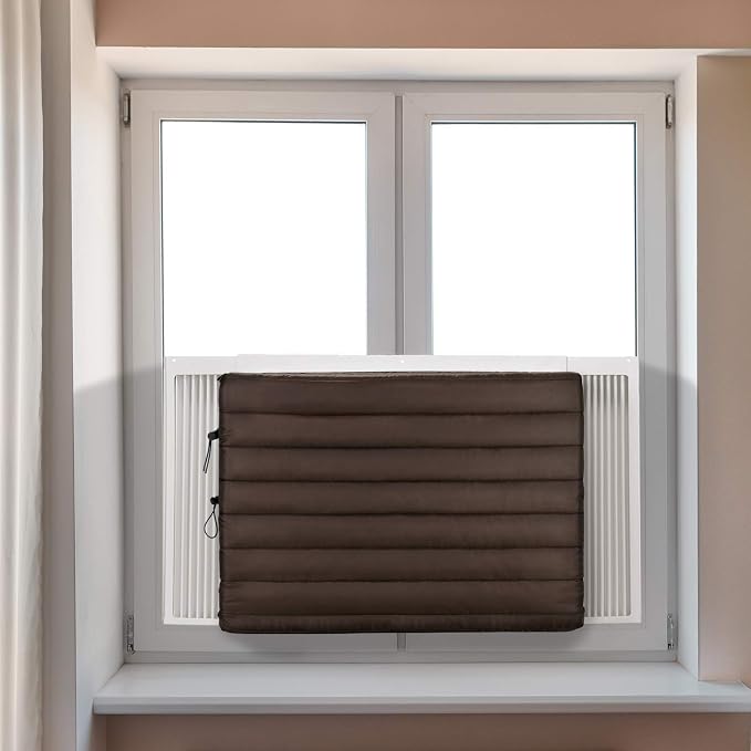 FORSPARK Indoor Air Conditioner AC Covers for Inside with Free Drawstring, 25L x 18H x 3.5D inches Brown